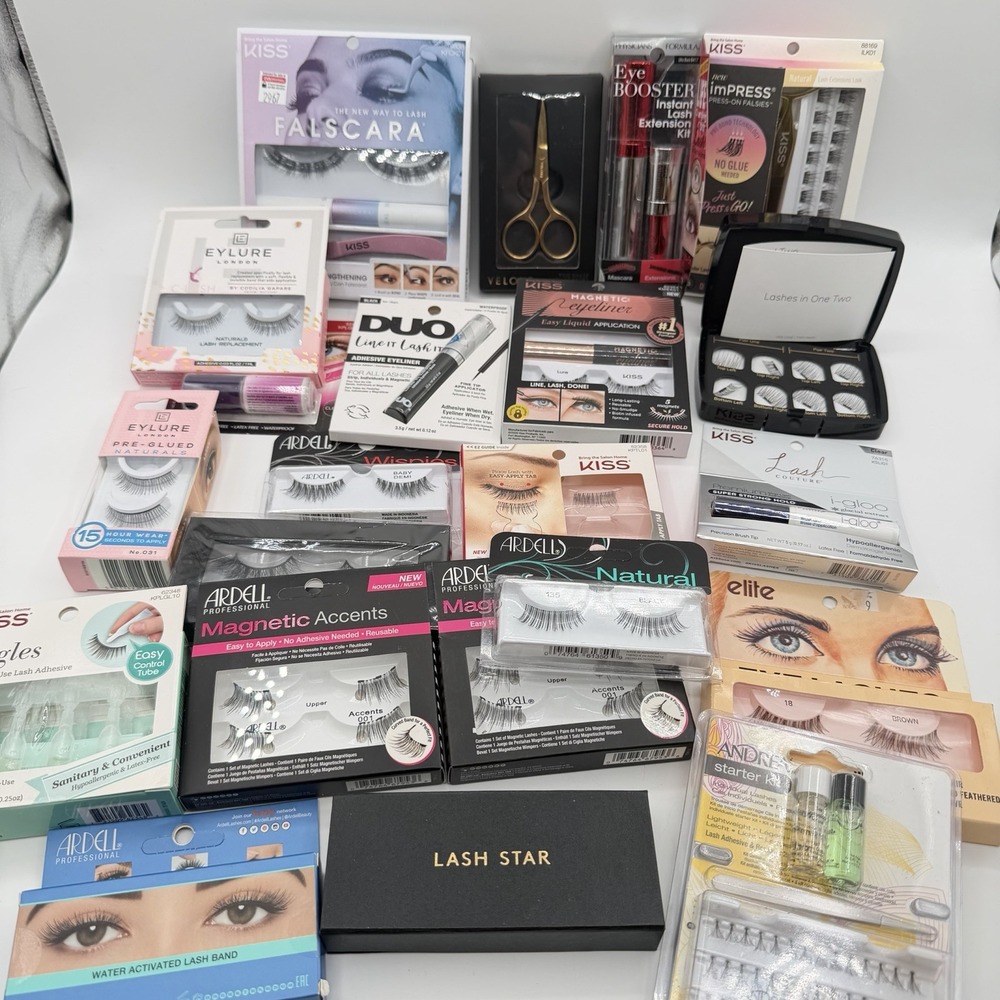 BIG LOT 22 Pc False Eyelashes Fake Ardell Velour Eylure Kiss Andrea Mink Magnet